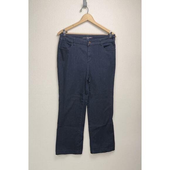 Chicos Sz 2 The Platinum Straight Leg Dark Wash Denim Jeans Pockets - Picture 1 of 12